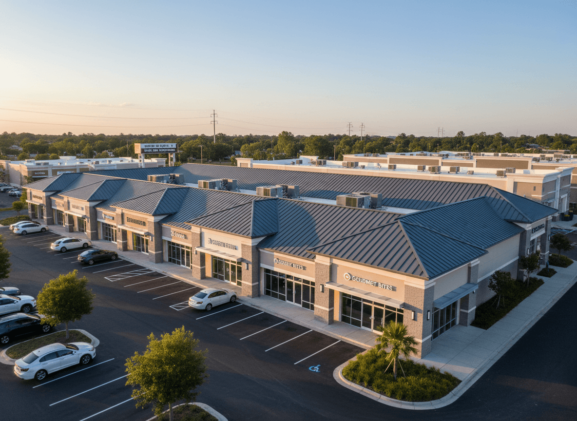 Commercial retail plaza roofing project