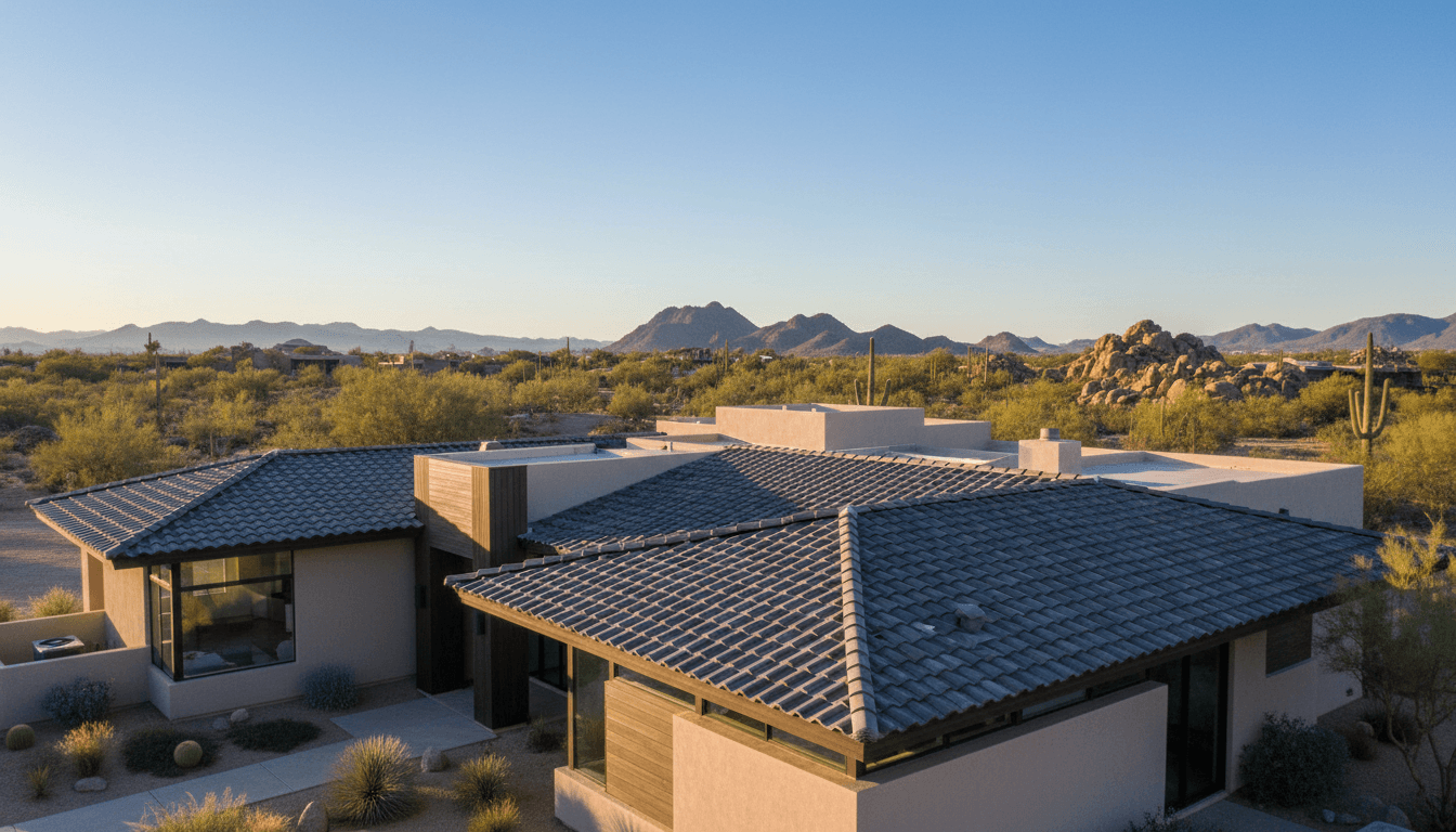 Modern Arizona home with professional roof installation by Kaizen Builders